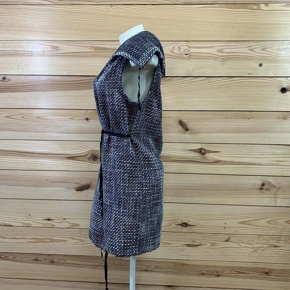 Bryn Walker Vest Medium Black White Tweed Wrap Sleeveless Duster USA B161 - Picture 5 of 9
